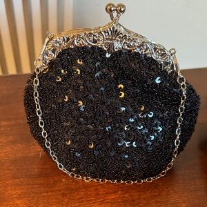 Elegant Black Beaded Evening Bag